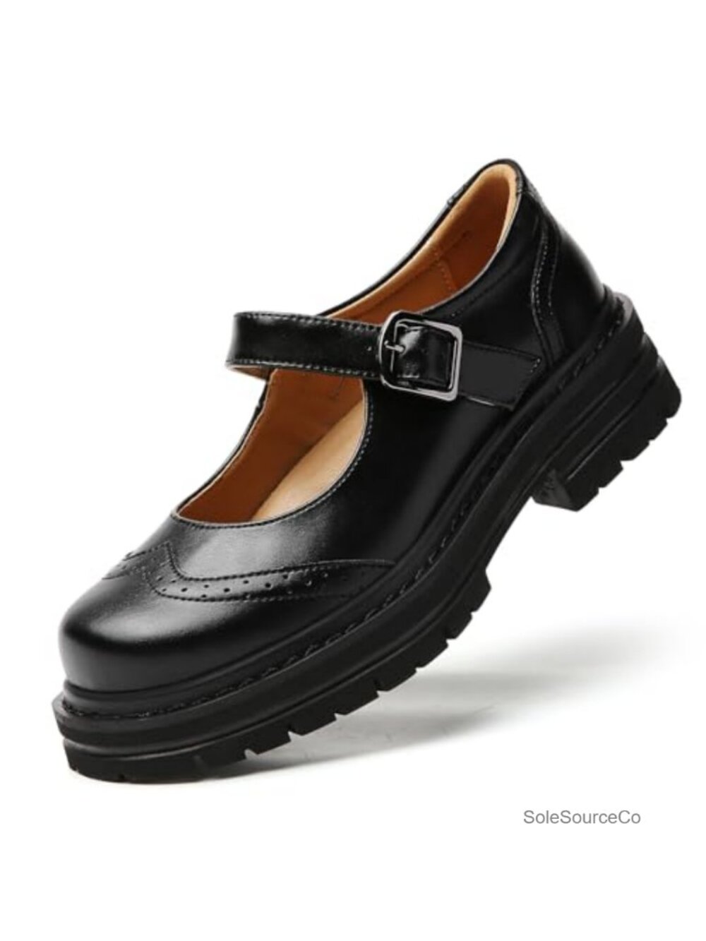 Women's Mary Jane Oxford Shoes Chunky Platform Buckle Strap Faux Leather Casual